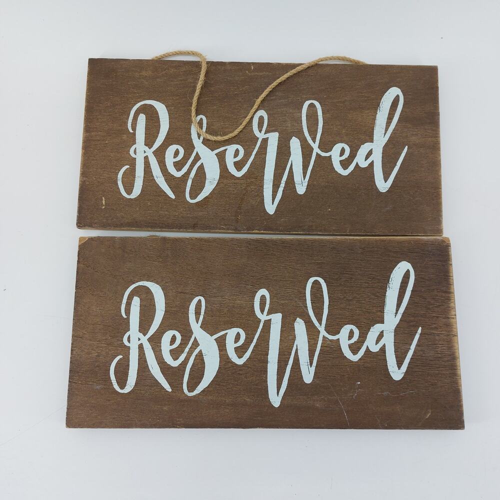 Elegant Brown 'Reserved' Wooden Signs